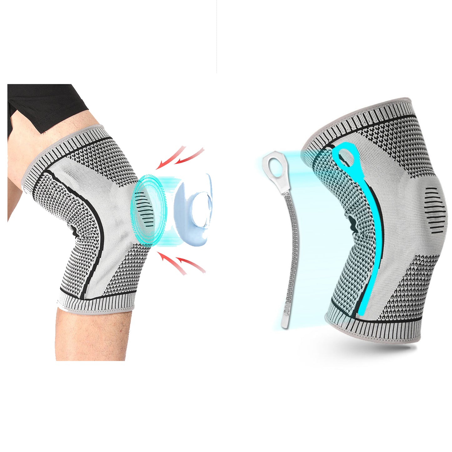 Knee Brace Compression Sleeve Patella Stabilizer with Silicone Gel Spring Support Go7am